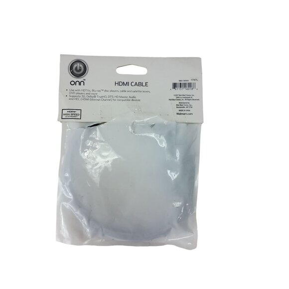 Onn HDMI Cable 4ft Black TV Projectors Satellite Cable Gaming Systems Laptops PC - Picture 2 of 2